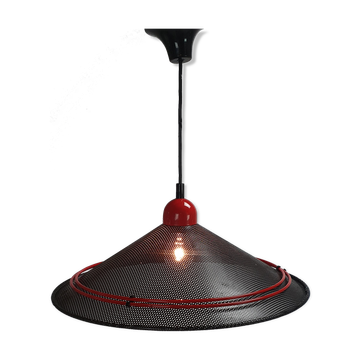 Suspension postmoderne en acier noir et rouge, années 1980