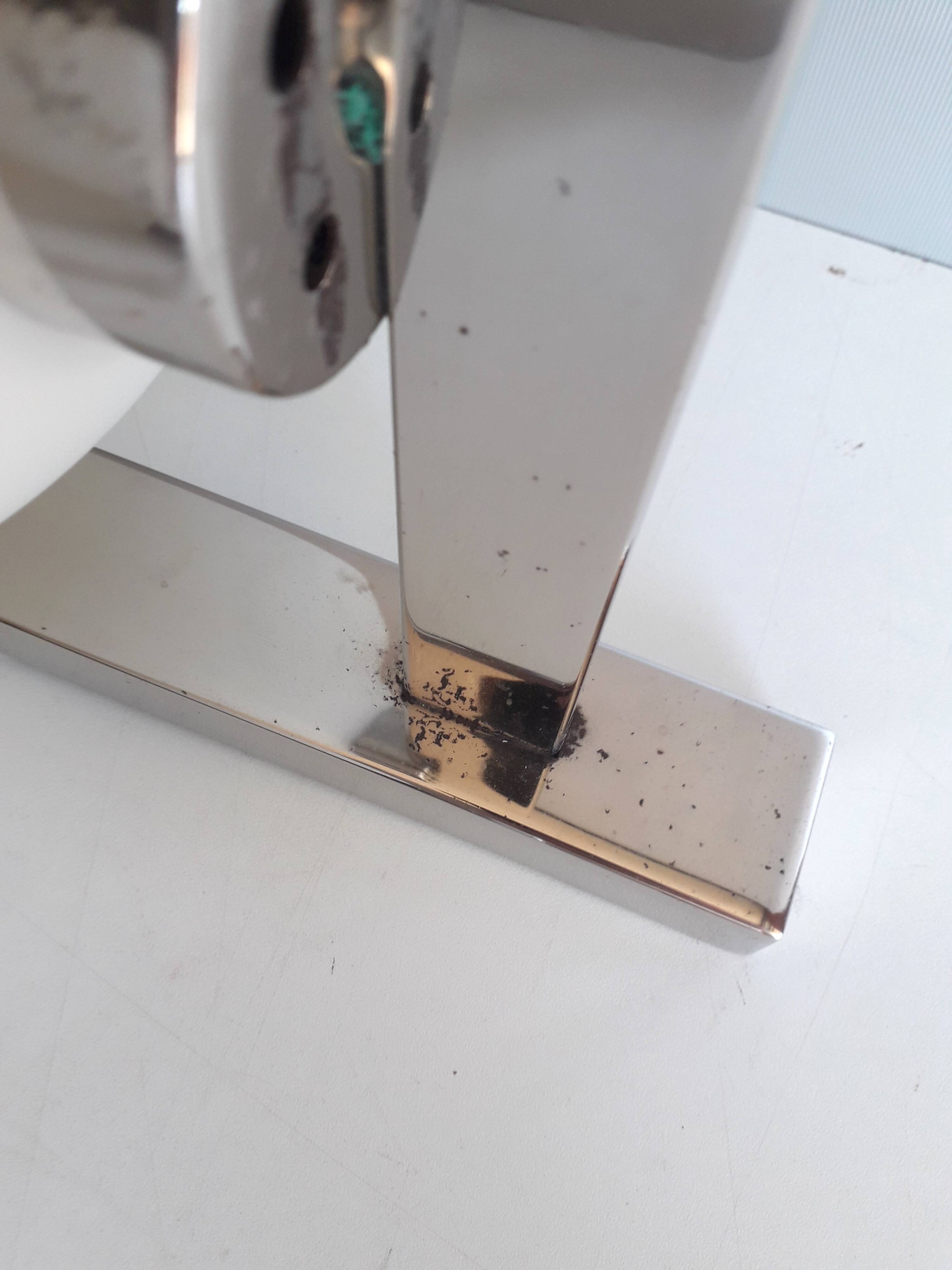 Pair of vintage wall lights - Chrome and glass - 1970s