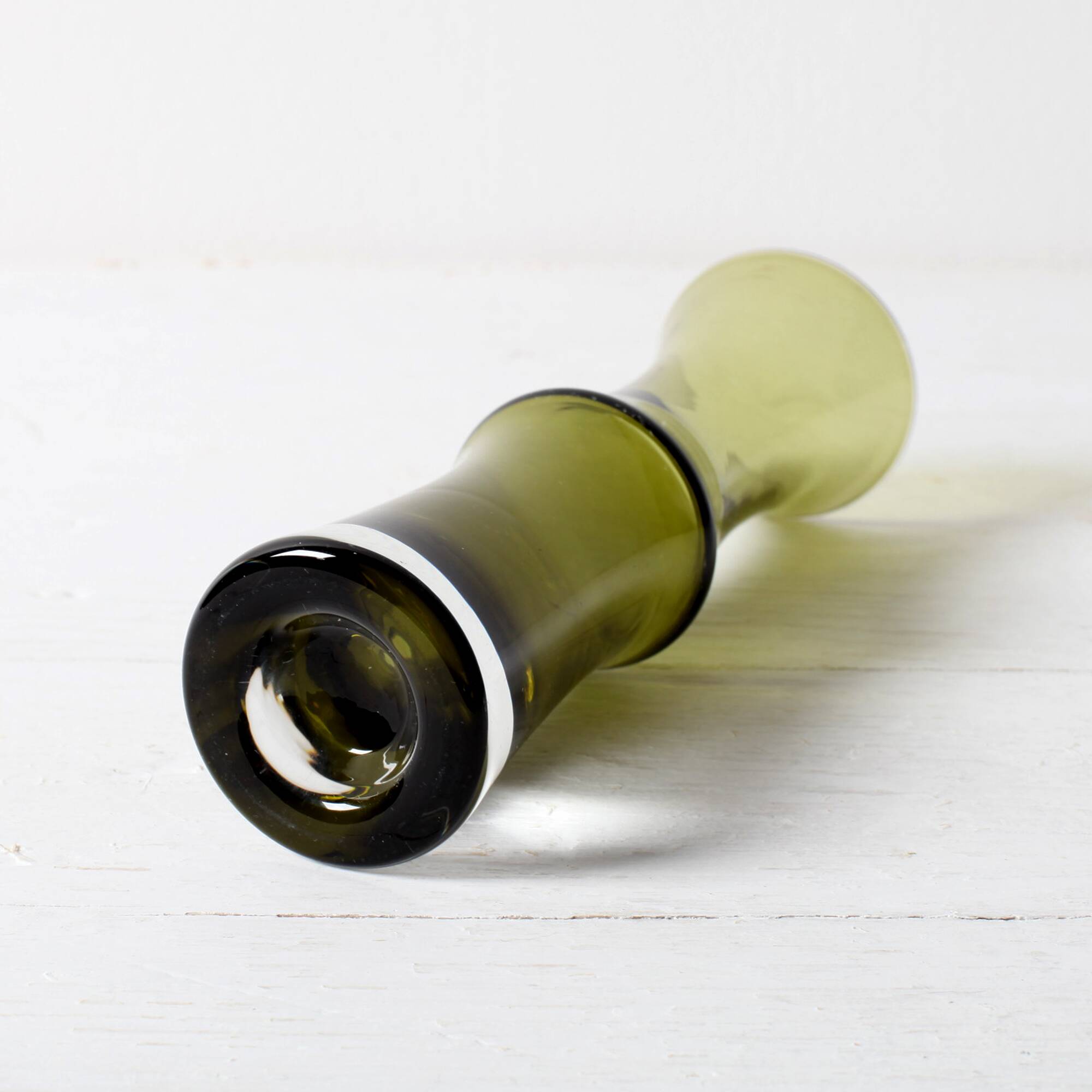 Small Olive Green Glass Vase - Tamara Aladin Riihimäen Lasi Finland 1960s