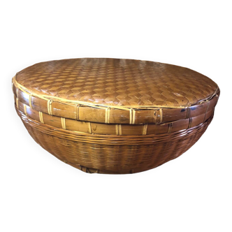 Old vintage rattan & woven straw basket