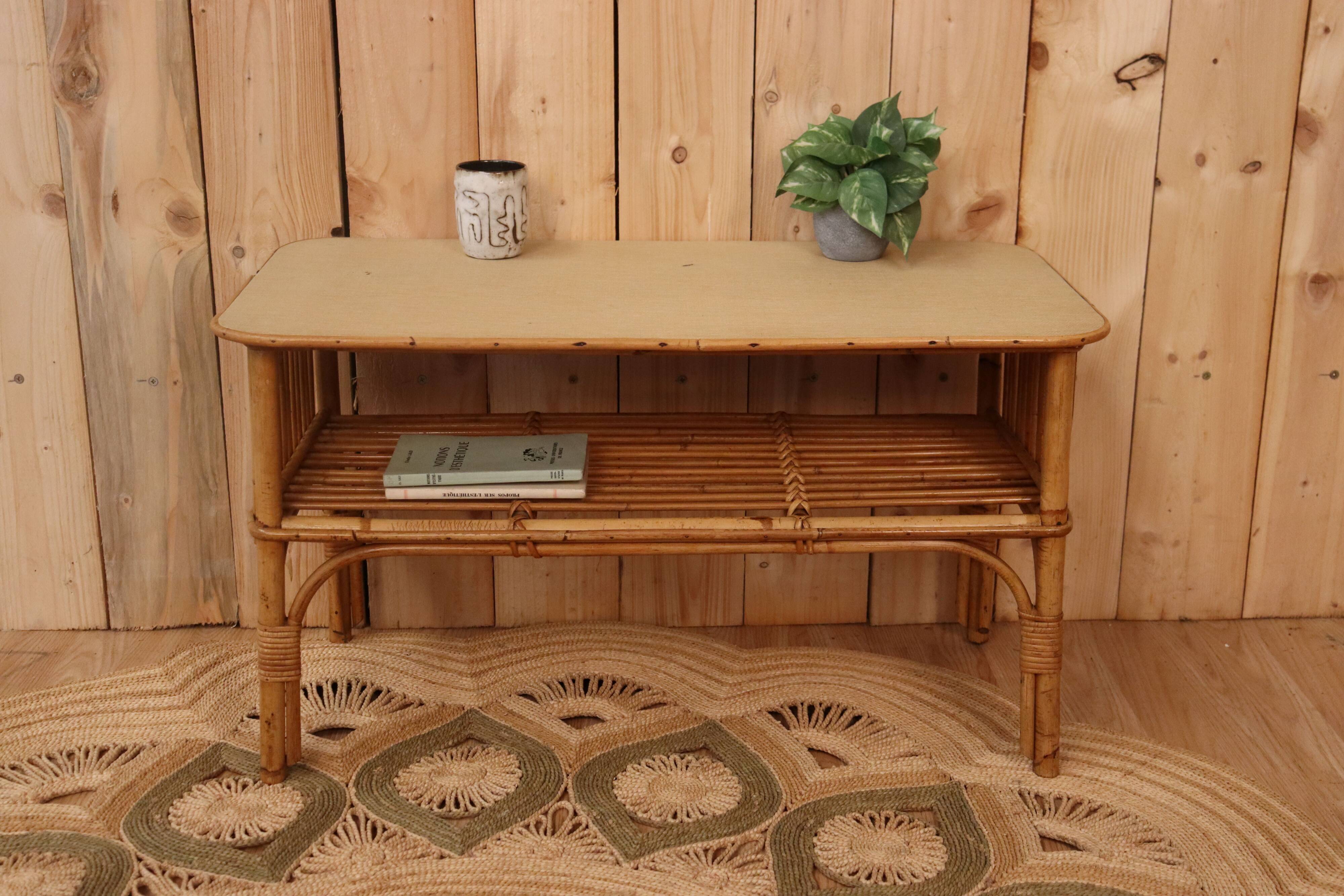 Rattan shelf on legs