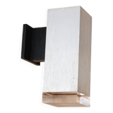 Rectangular outdoor wall light in brushed aluminum and resin