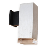 Rectangular outdoor wall light in brushed aluminum and resin