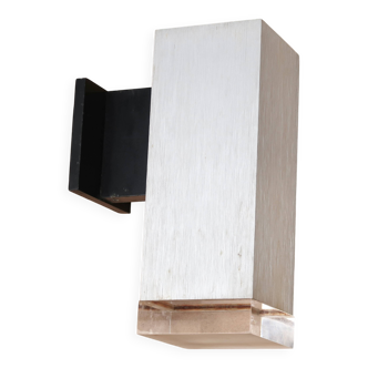 Rectangular outdoor wall light in brushed aluminum and resin