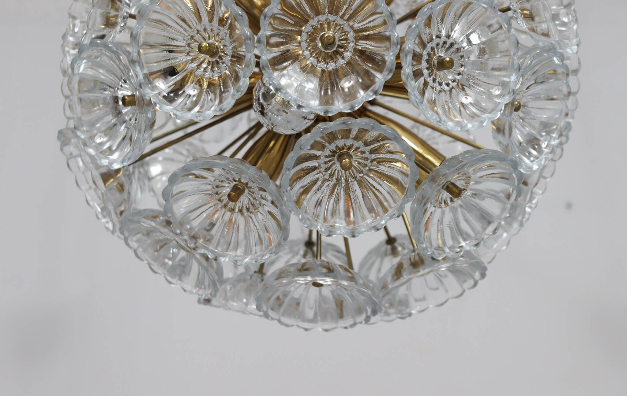 Space Age Sputnik ceiling chandelier/ceiling lamp with crystal flowers, Germany, 1970s