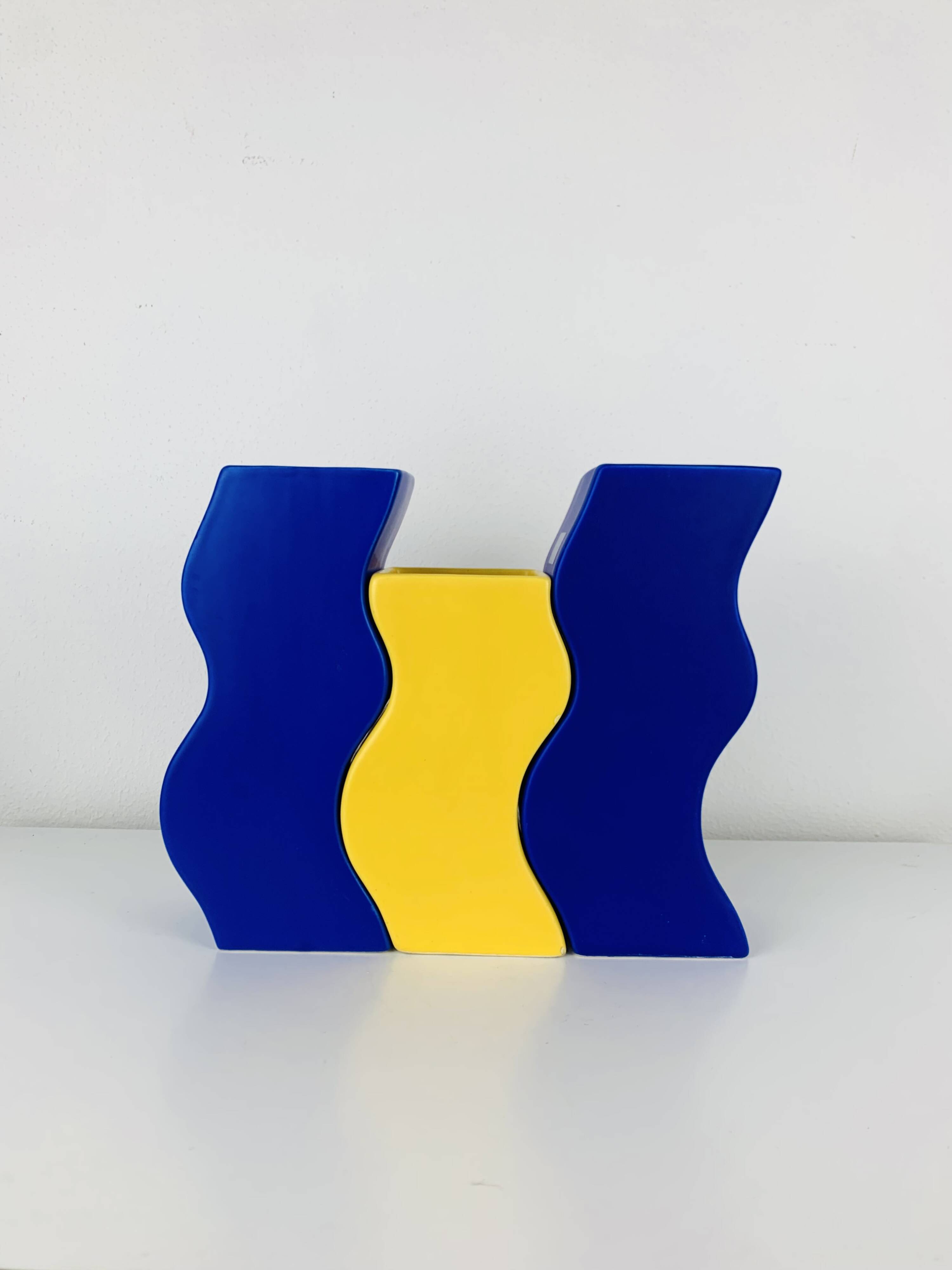 Trio of Asa vases, 1980s ceramic, vintage Memphis style