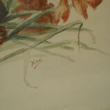 Watercolor frame golden bouquet of flowers