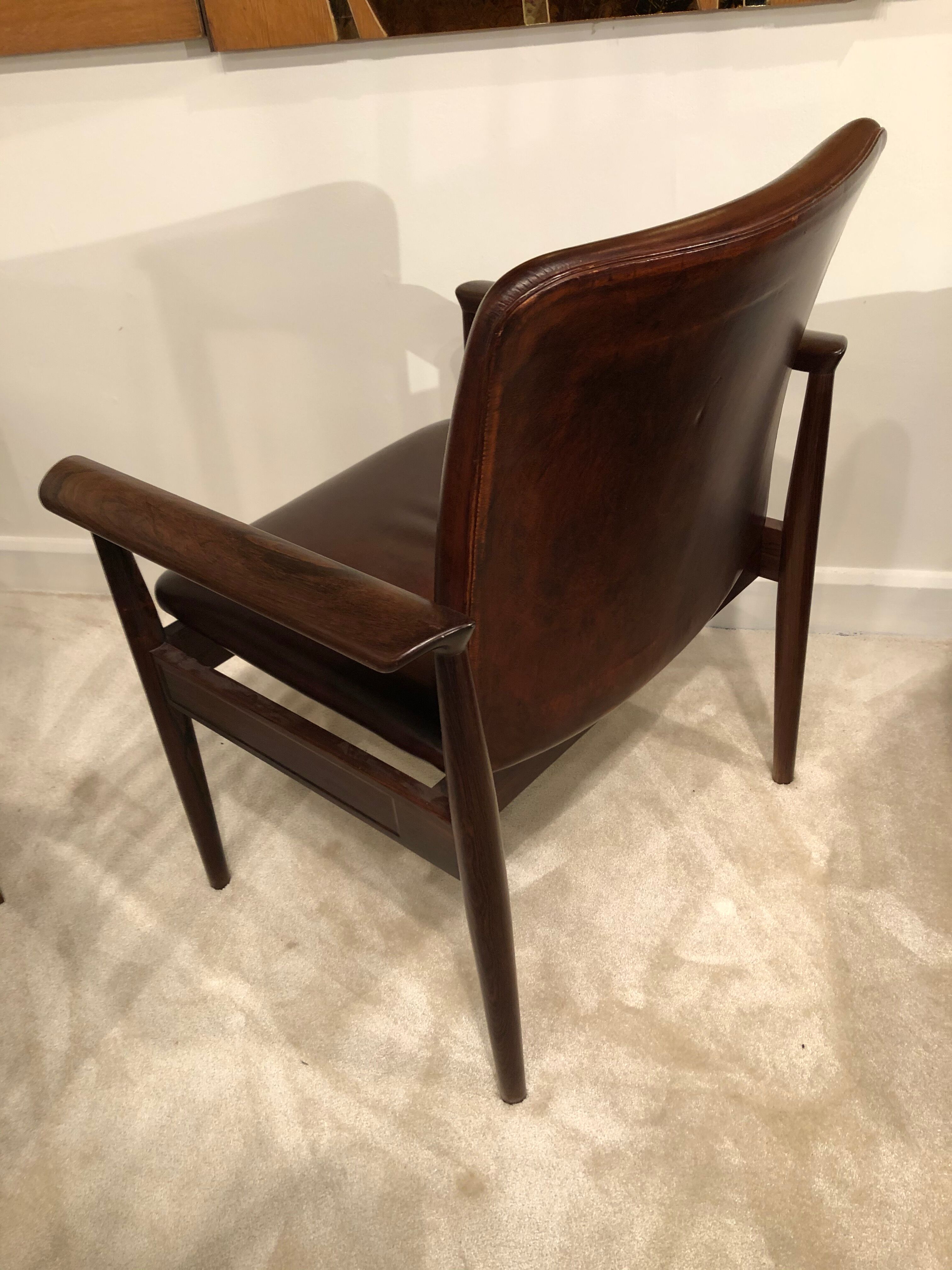 Finn Juhl's "Diplomat" armchair from the 1960s in solid rosewood and leather