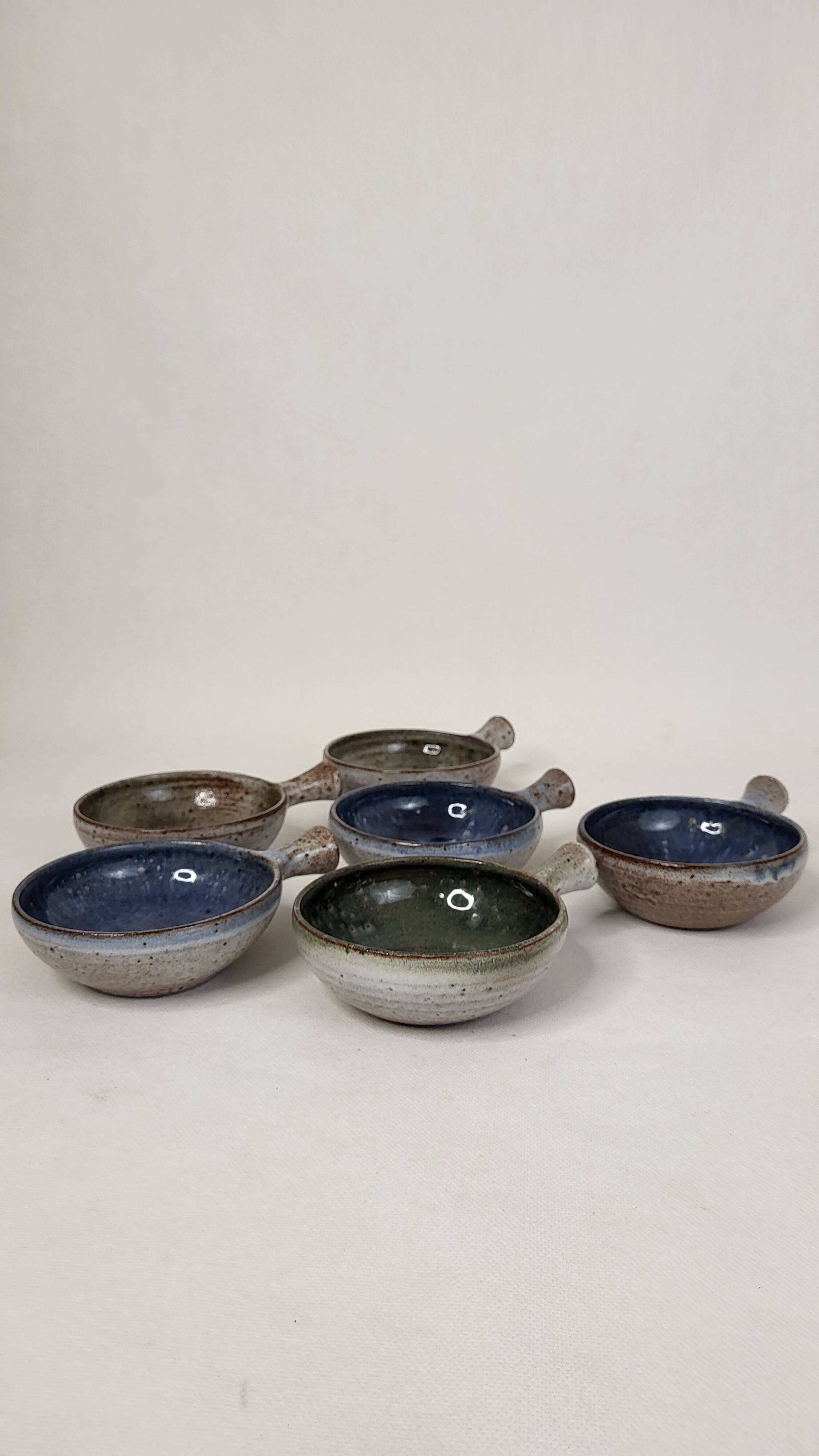 6 J&N Pierlot Ratilly stoneware cups - Puisaye
