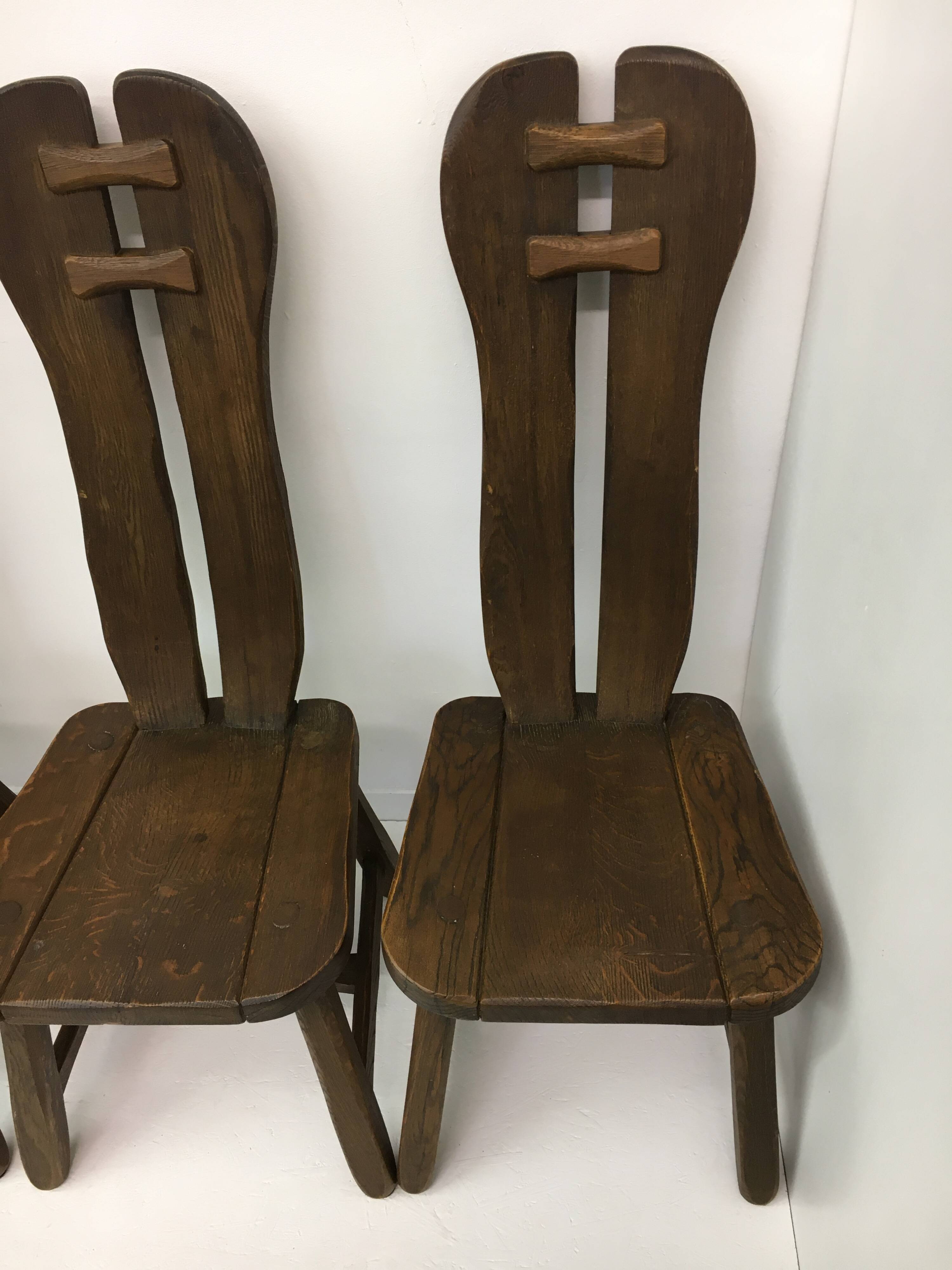 Set of 4 Belgian Brutalist Dining Chairs from De Puydt, 1970’s