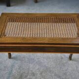 Table d’appoint en chêne et cannage 1960’s