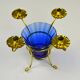 Brass and Cobalt Blue Glass Candle Holder, Sweden, 1960s