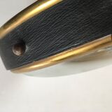 Leather and brass bulging witch mirror 1970 21cm