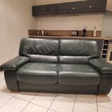 Dark green leather sofa 2-3 seats