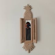 Miroir triptyque Art déco Ananas en bois sculpté