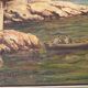 Ancient painting, Mediterranean landscape signed