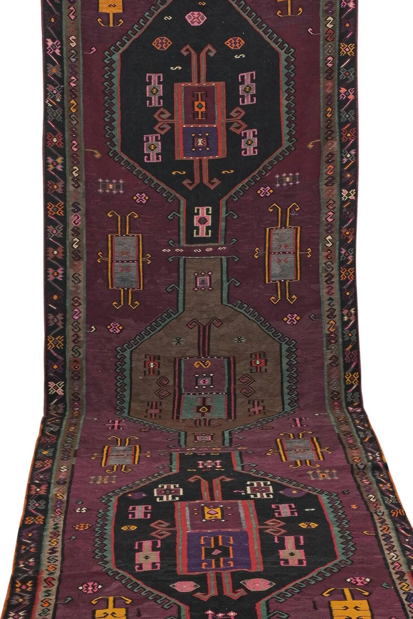Vintage Turkish hallway carpet 190x570 cm
