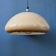 Beige acrylic glass mushroom pendant with a chrome top cap.