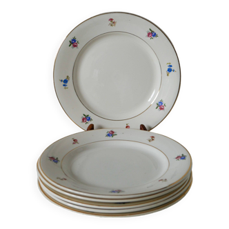 set of 6 Digoin Sarreguemines flat plates small flowers model 1960