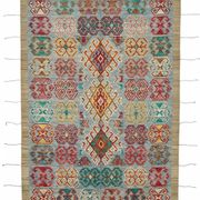 Handwoven Tribal One of a Kind 204 cm x 312 cm Multicolor Wool Carpet