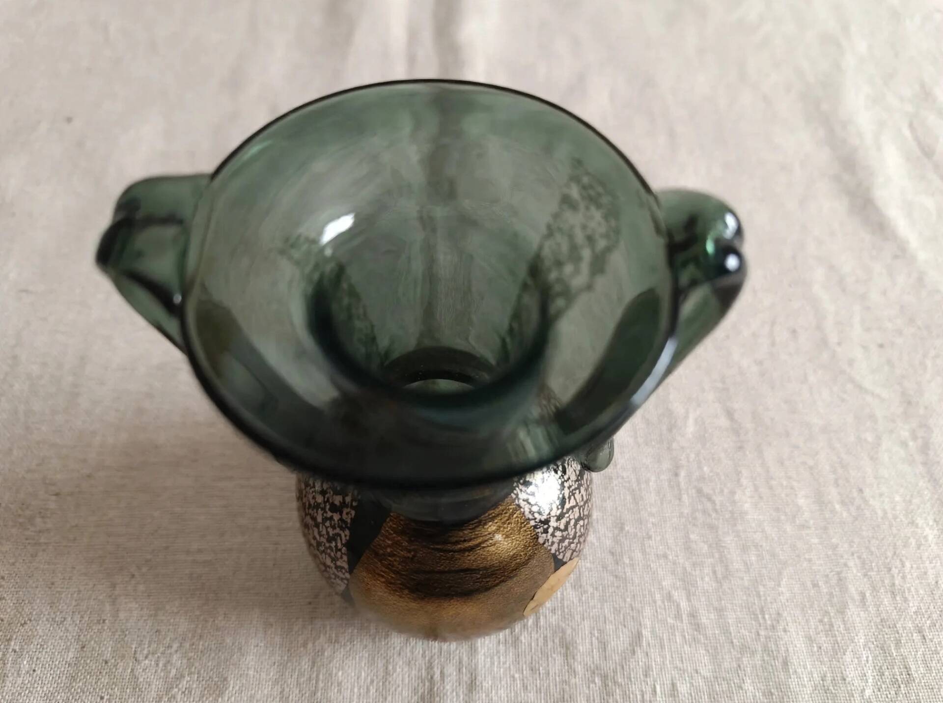 Murano Vintage 1960 Vase Amphora - Black Gold Silver - Original Label