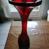 Vintage tulip vase dark red glass