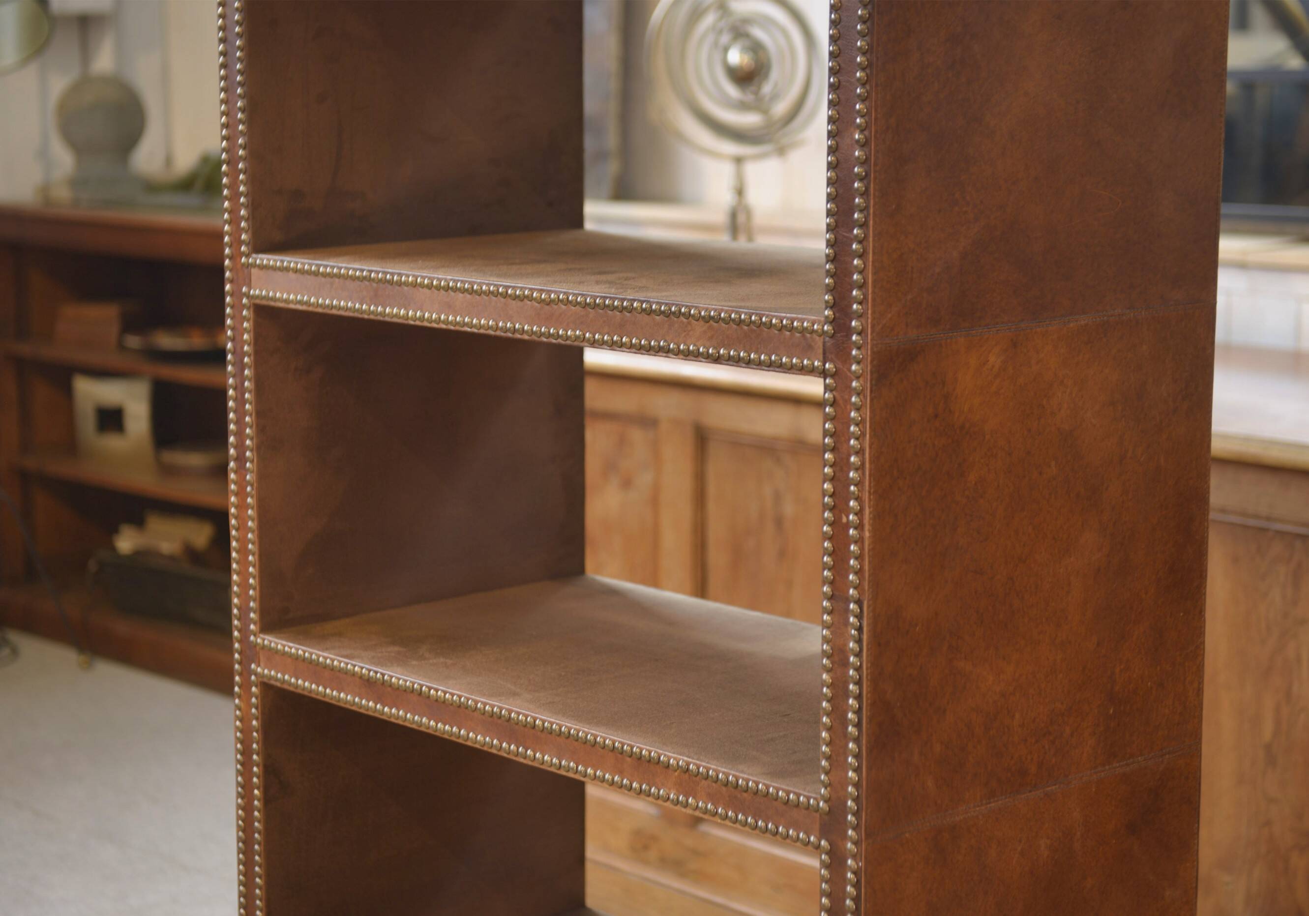 Studded faux leather shelf