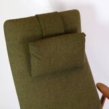 Set Of 2 Armchairs With Stool Made In Green Fabric & Teak By Alf Svensson For Fritz Hansen From 1960