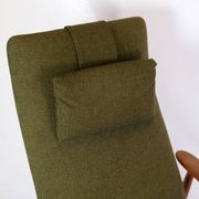 Set Of 2 Armchairs With Stool Made In Green Fabric & Teak By Alf Svensson For Fritz Hansen From 1960
