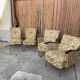 Set of 4 Bauhaus brown club armchairs in chrome steel and wood, 1940s.