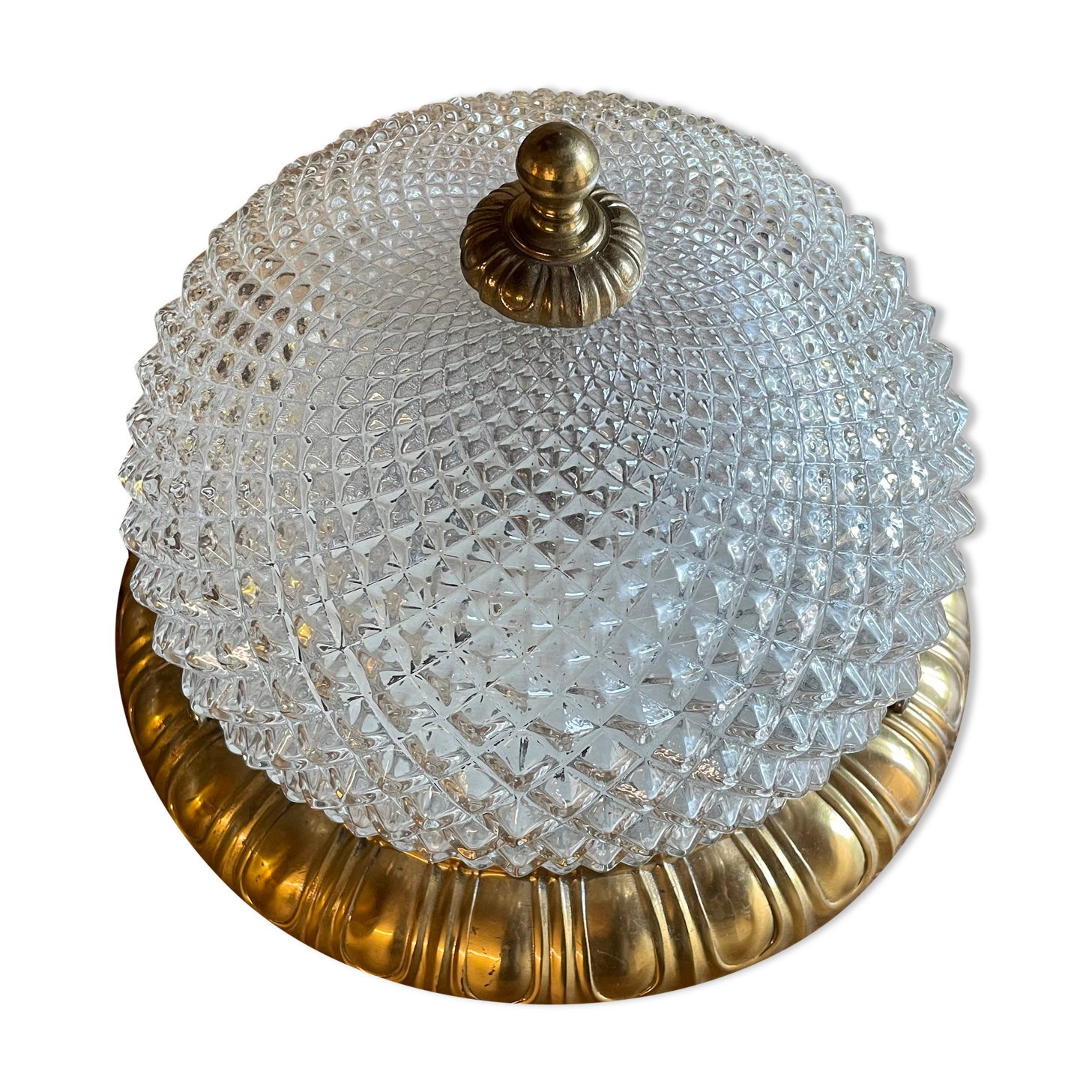 Vintage glass and brass ceiling lamp