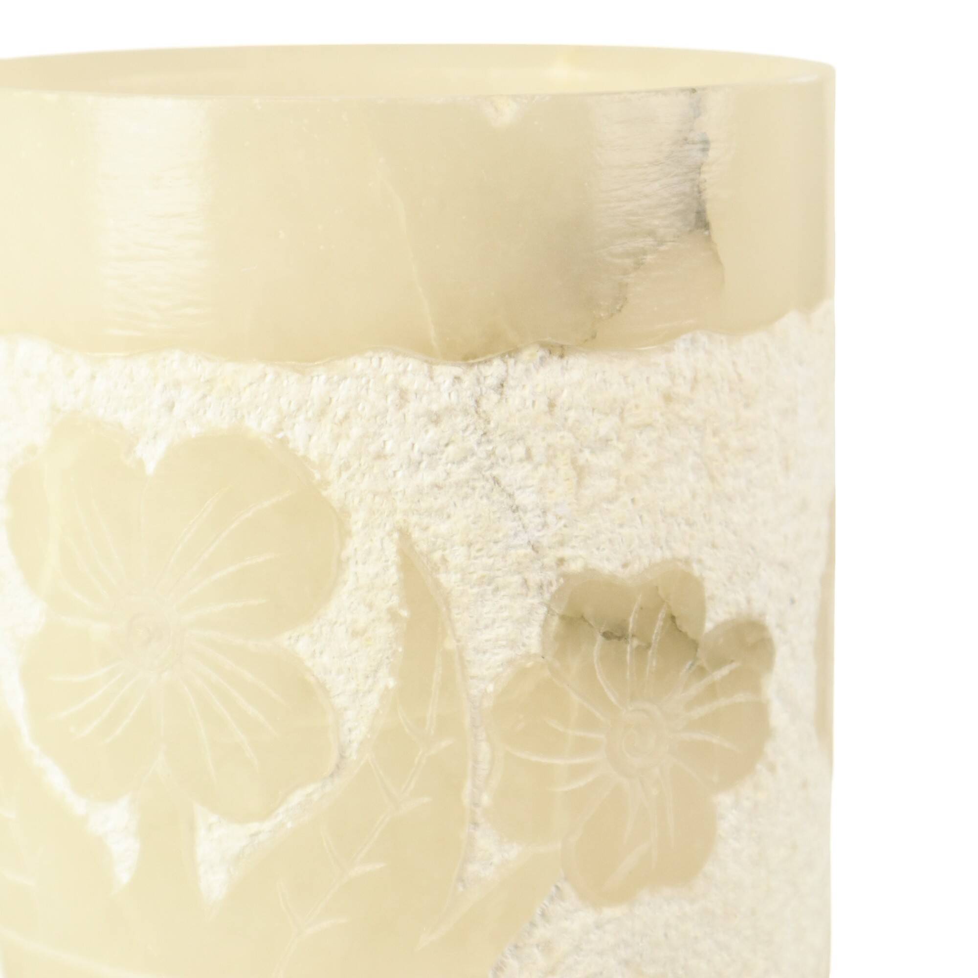 Vintage Table Lamp Alabaster Natural Stone Flowers Spain 1960s