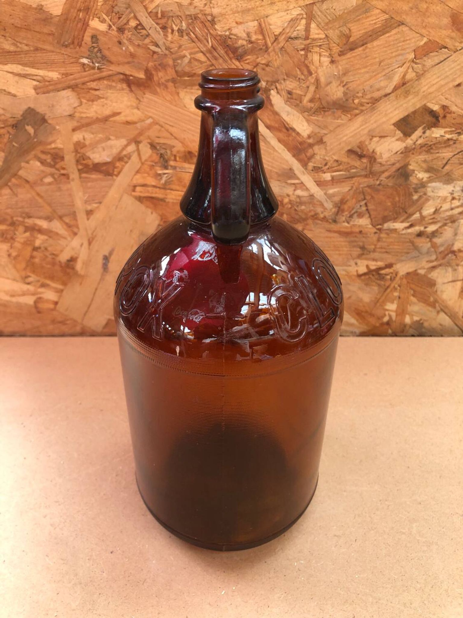 Ancienne Bouteille Dame Jeanne CLOROX Verre Marron Vintage #A941