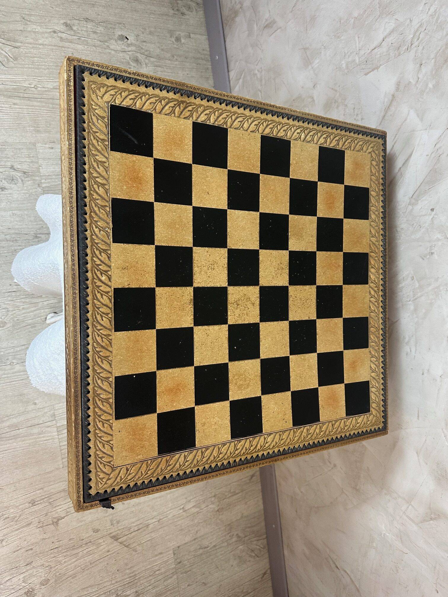 Leather and metal chess set