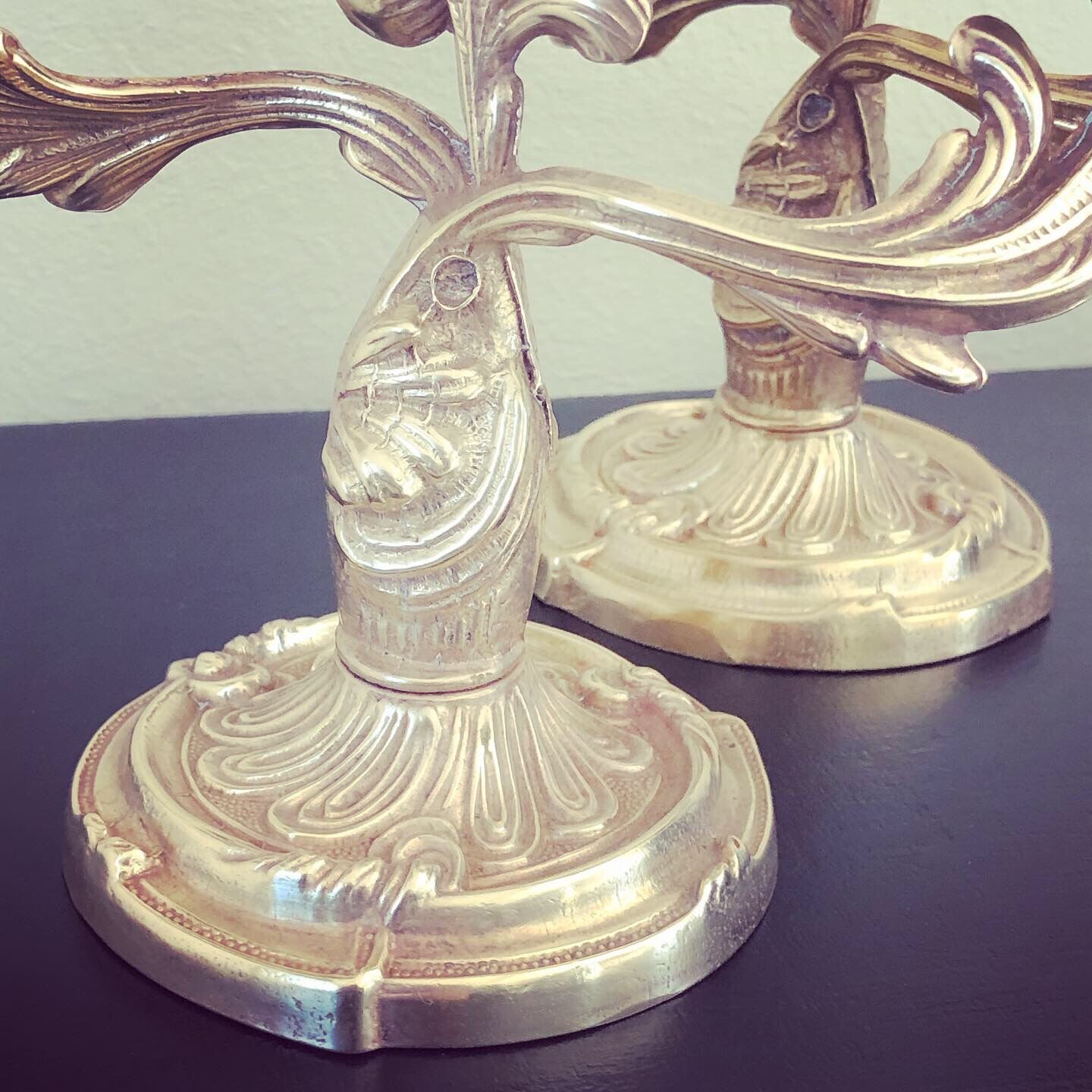Pair of antique chandeliers in solid brass