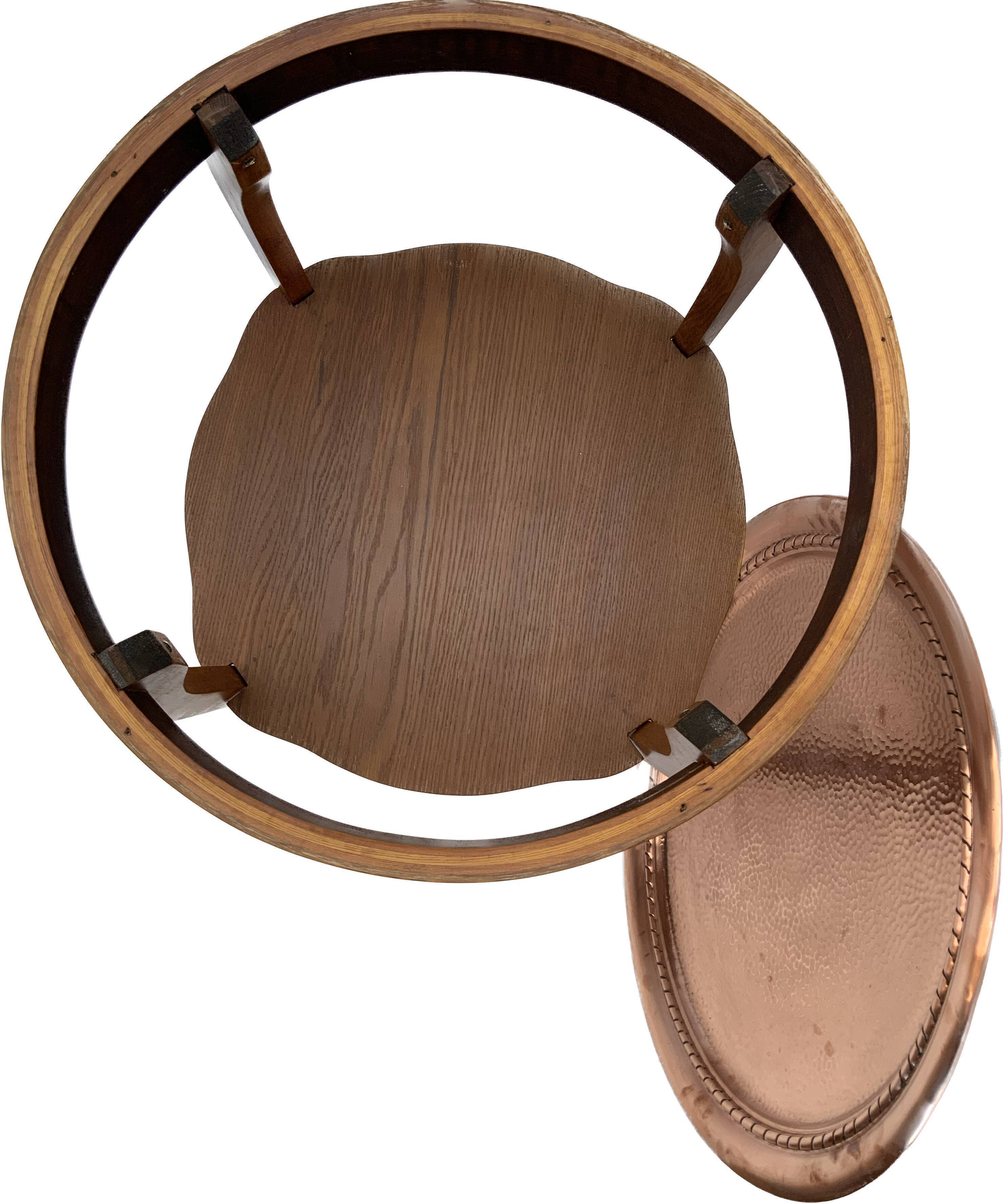 Art deco side table, copper top 1930s