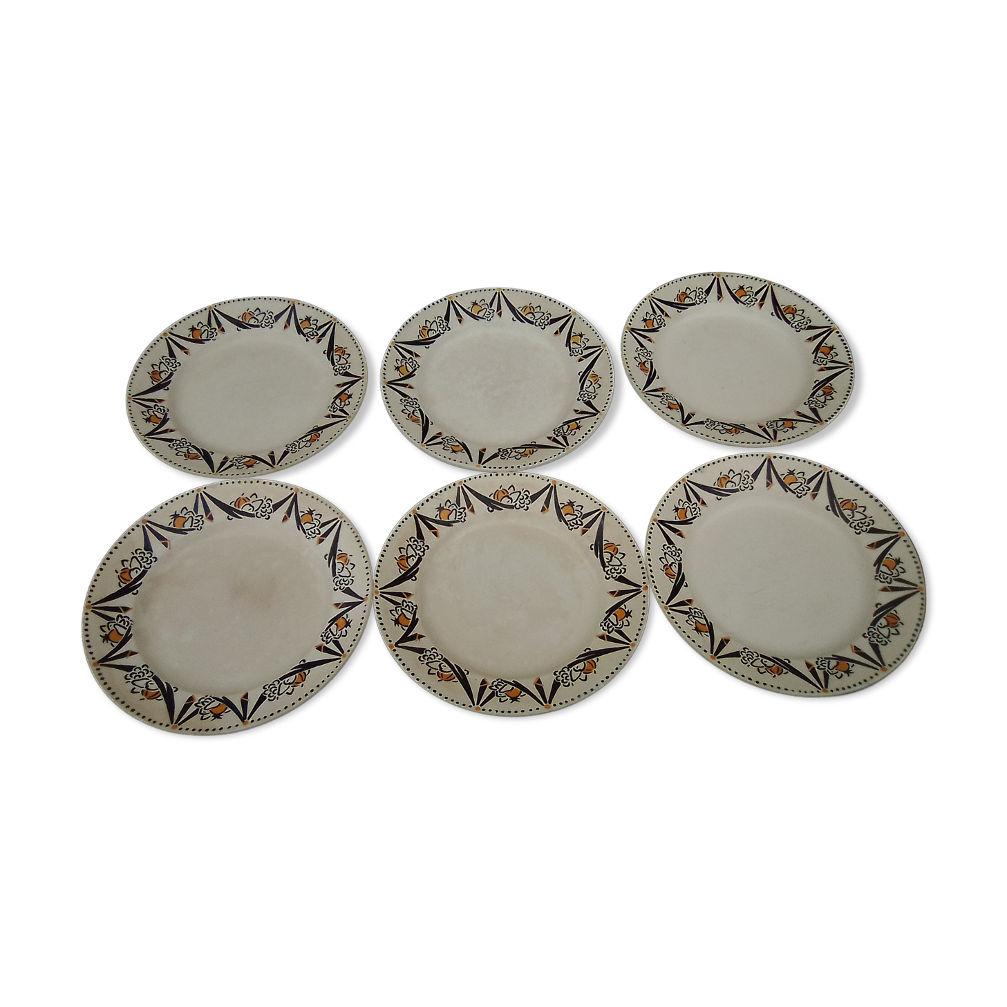 6 plates in earthenware HBCM Creil and Montereau diam 23 cm