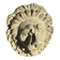 Off-white plaster lion head relief on natural wood panel — Walter De Buck, classical decorative sculpture