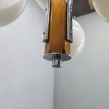 Art Deco Chandelier, Chrome, Walnut & Glass, 1930s