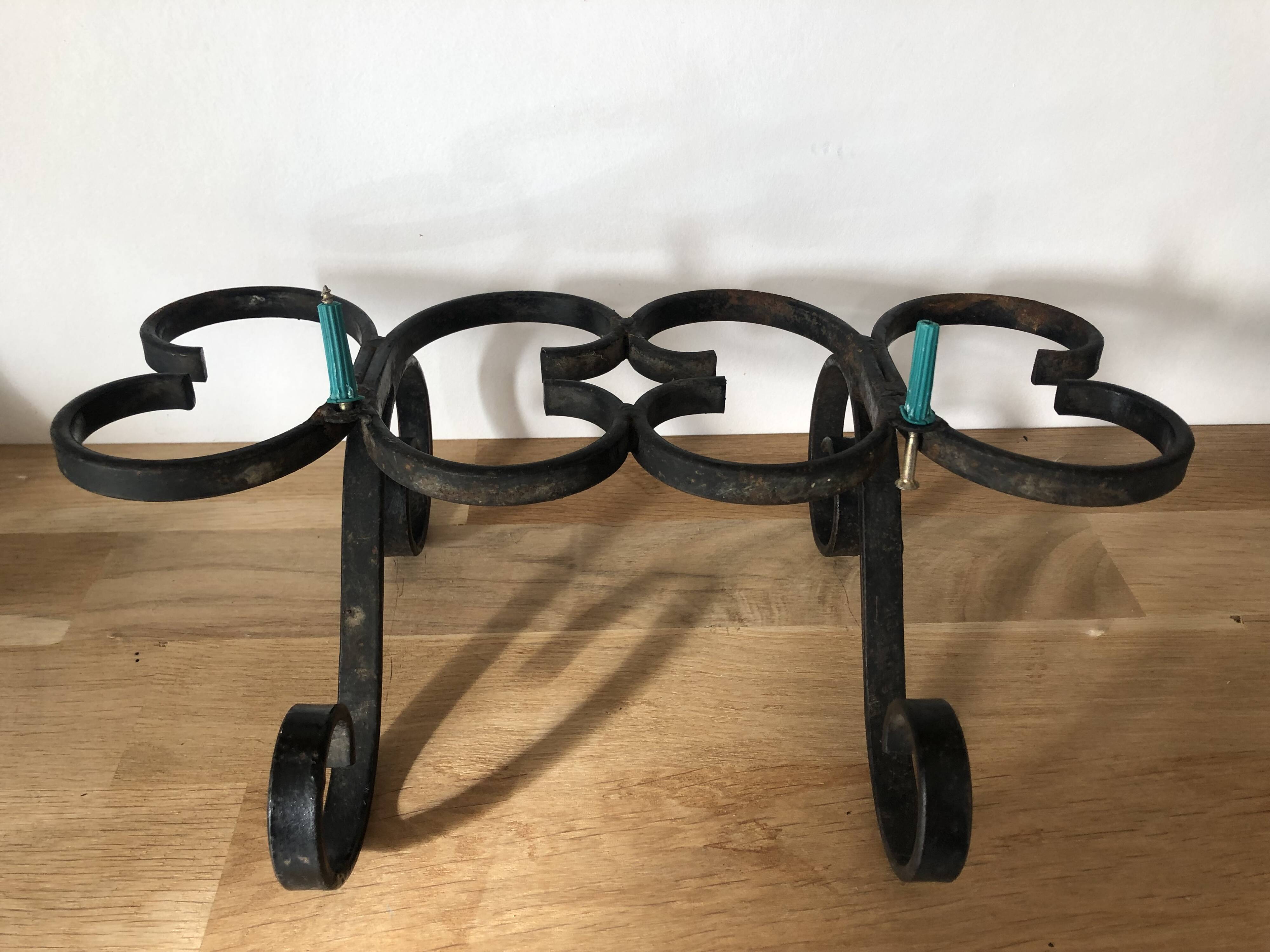 Double wrought iron wall hook