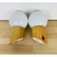 Pair of pine and opaline globe sconces, 70s