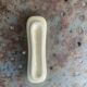 Set of 12 knife holders in green and beige glazed ceramic, slip,