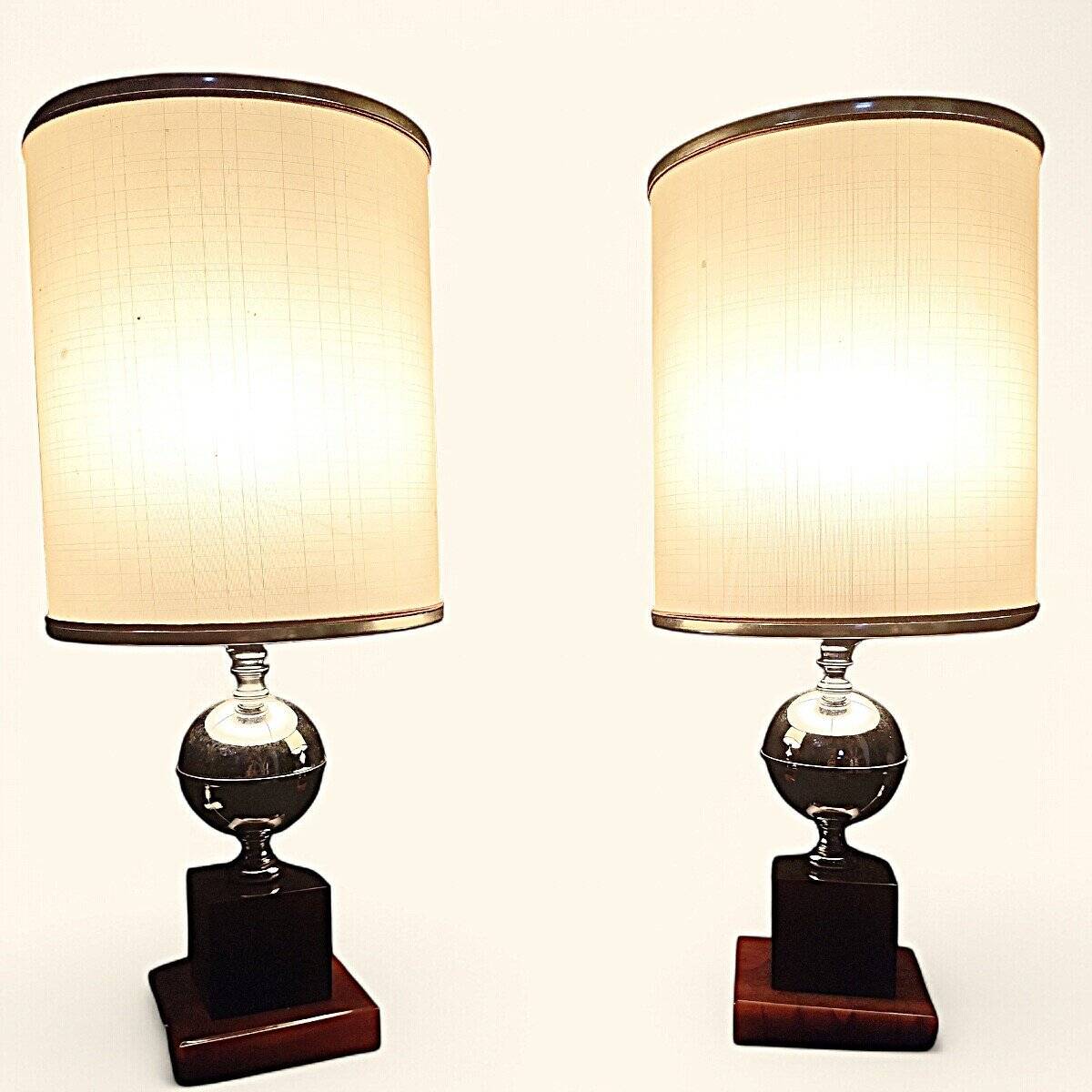 Pair of Lamps by Maison Barbier in Steel and Bakelite/Fawn Resin, 1960s-1970s