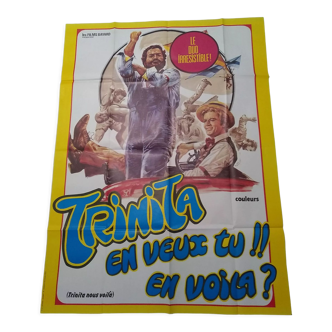 Affiche de cinéma pliée originale 1976 Trinita en veux tu en voila Terence Hill Bud Spence