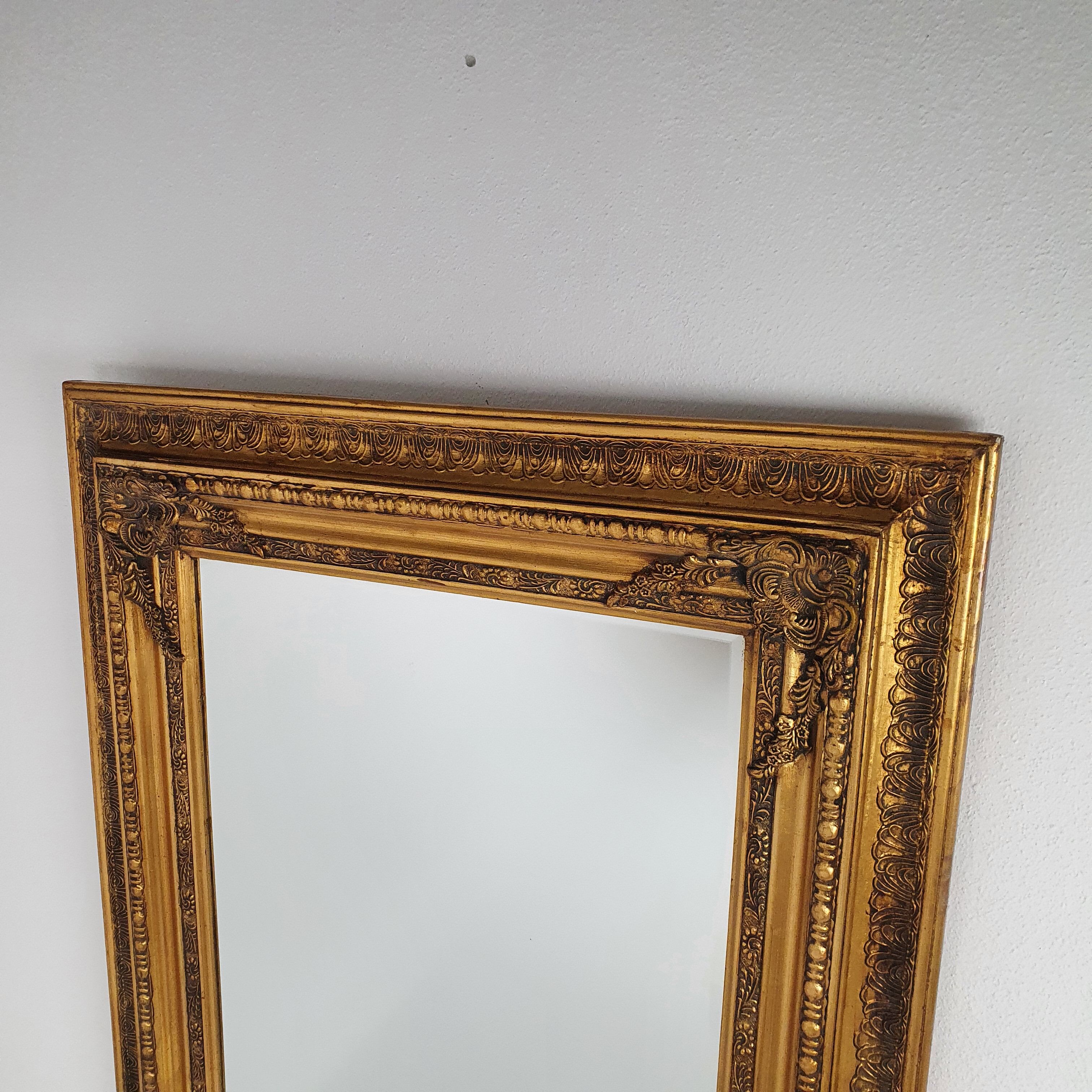Mid Century Baroque Style gold framed mirror 1960s 94x124cm
