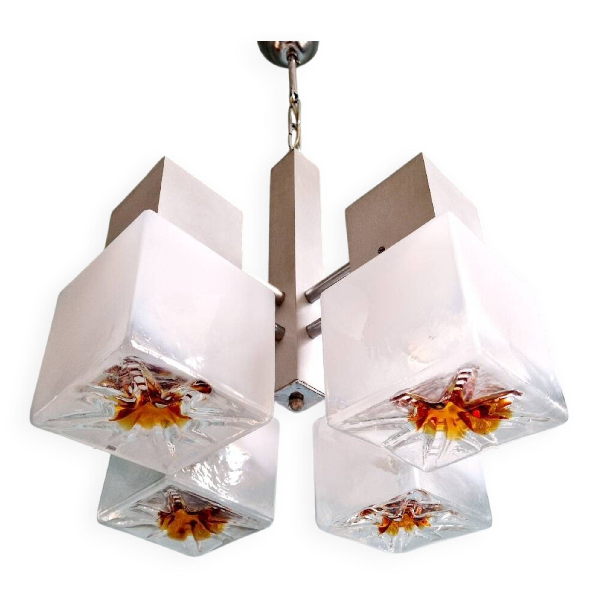 Mazzega cubic chandelier, Space Age style, 70s