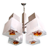 Mazzega cubic chandelier, Space Age style, 70s