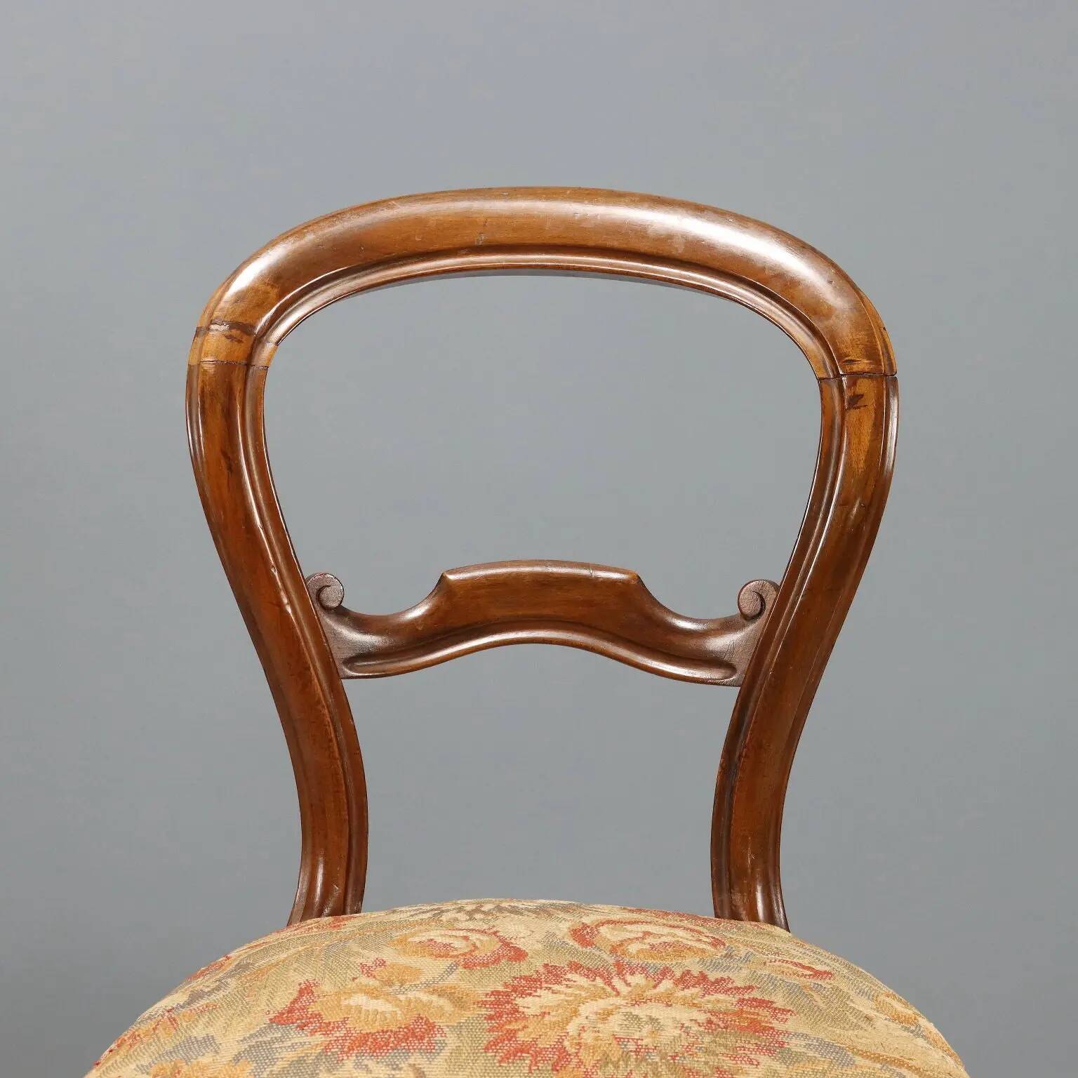 Antique Louis-Philippe walnut chairs, Italy, 19th century