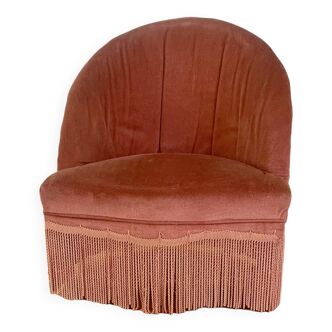 Fauteuil crapaud en velours rose