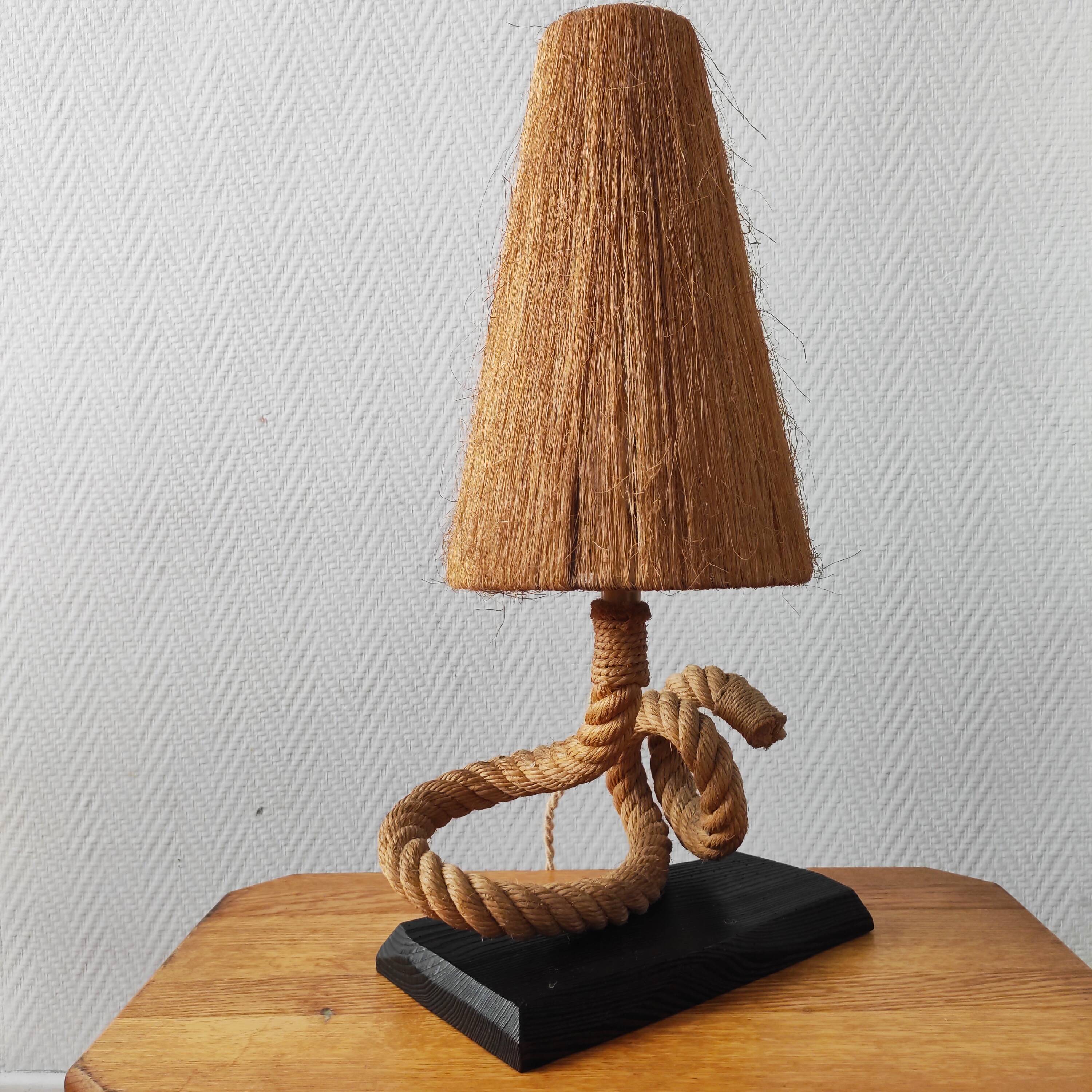 Vintage 1950s table lamp in rope – in the style of Audoux & Minet